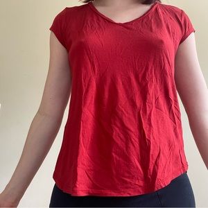 Red V-neck Loft Cotton T-Shirt